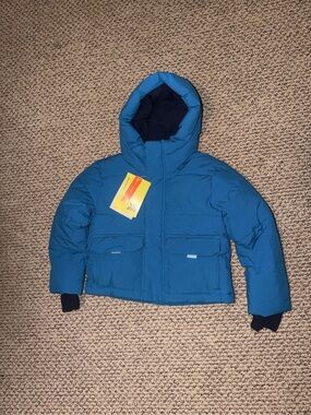 Blue Hooded Puffer Jacket